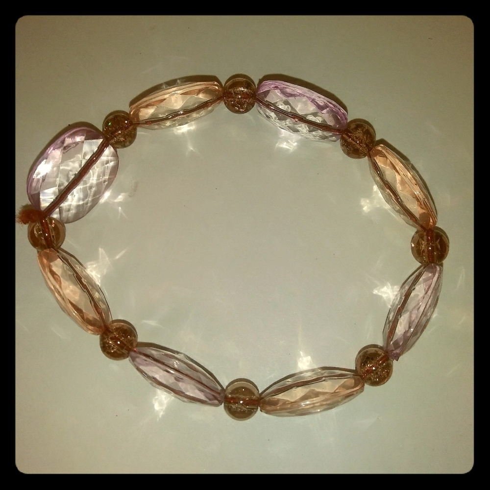 Purple and brown transparent stretch bracelet